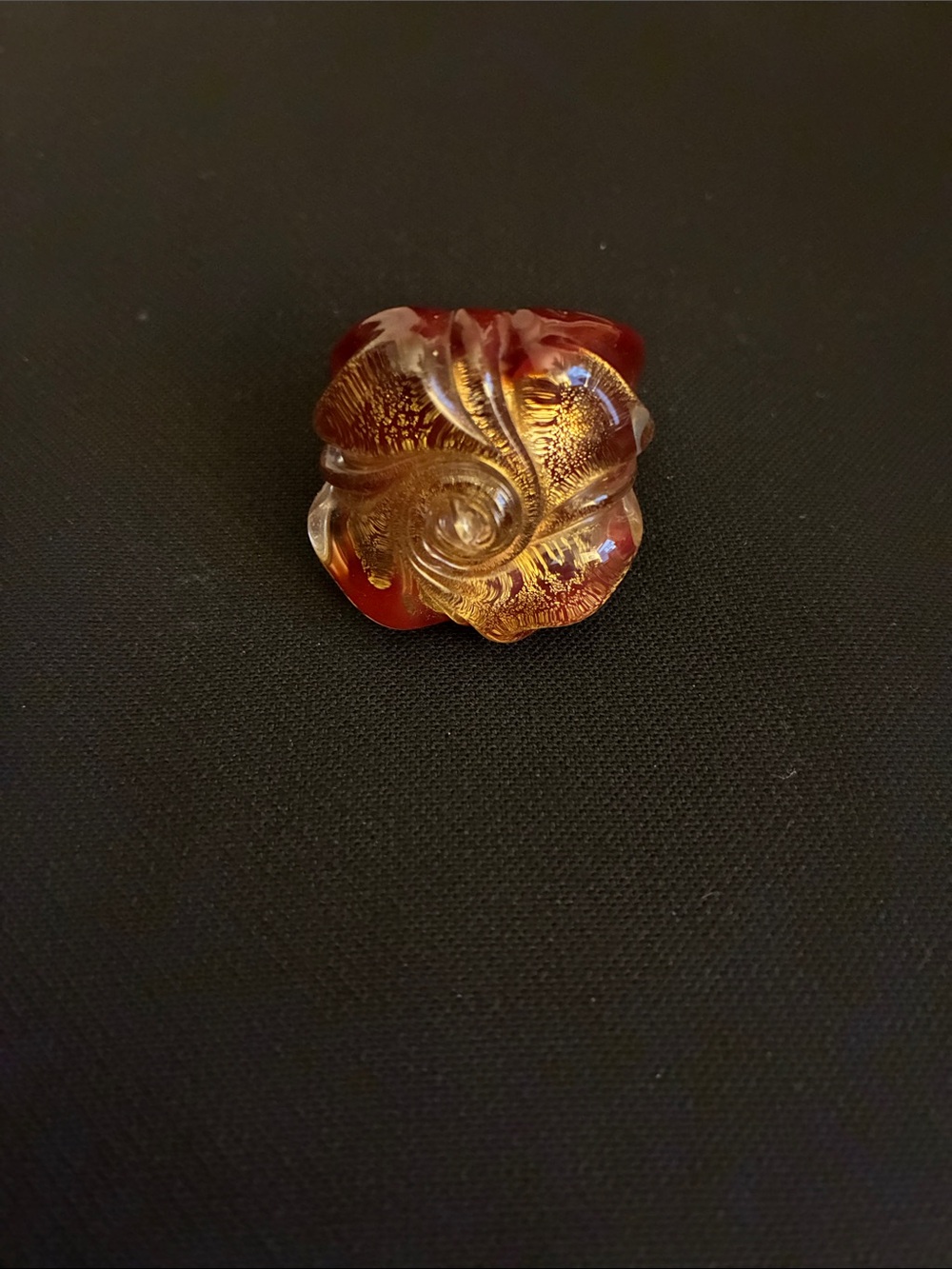 Murano Glass Red and Gold Swirl Statement Ring - Picture 2 of 3